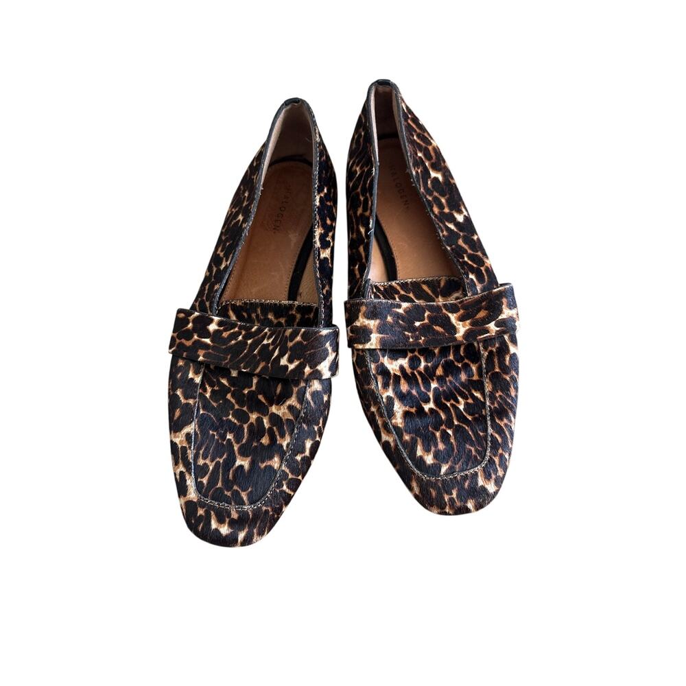 Halogen Leopard Calf Hair Loafers 8.5 Animal Print Slip On Flats - READ